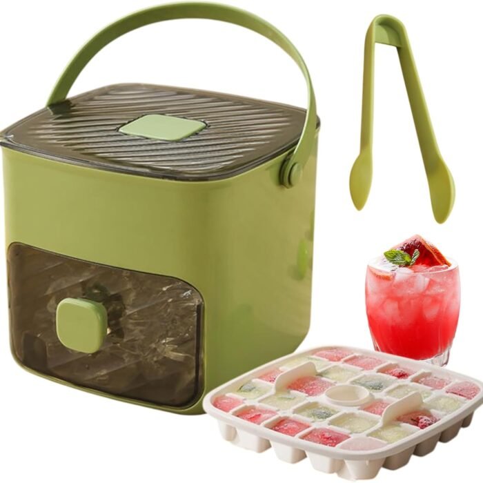 Ice Tray with Lid - Portable Double-Layer Making Box for Chilling Cube | Portable Non Stic Ice Making Storage Box with Handle for Daily Life, Kitchen, Picnic, Camping